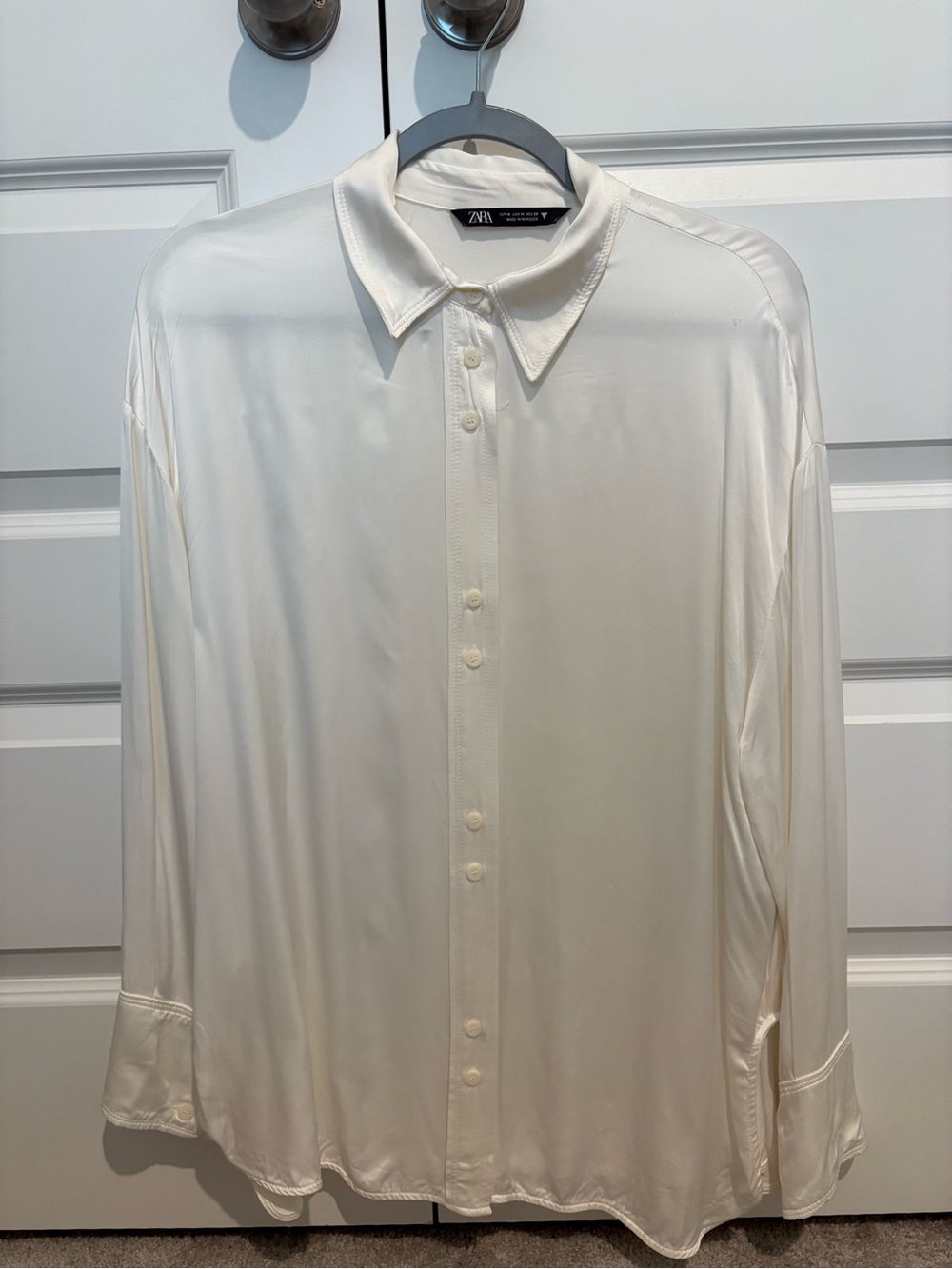 ZARA Women’s Viscose Cream Button-Up Shirt